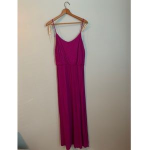 Spaghetti strap, magenta maxi dress